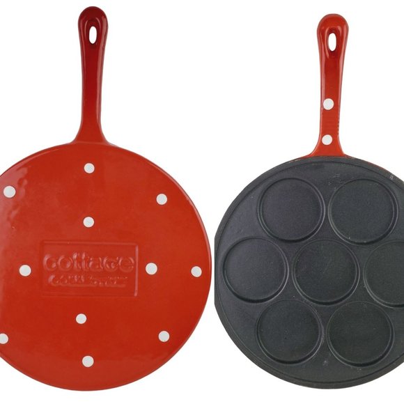 Cottage Collection, Enamel Coated Cast Iron Polka Dot Mini Pancake, NEW - Picture 1 of 6